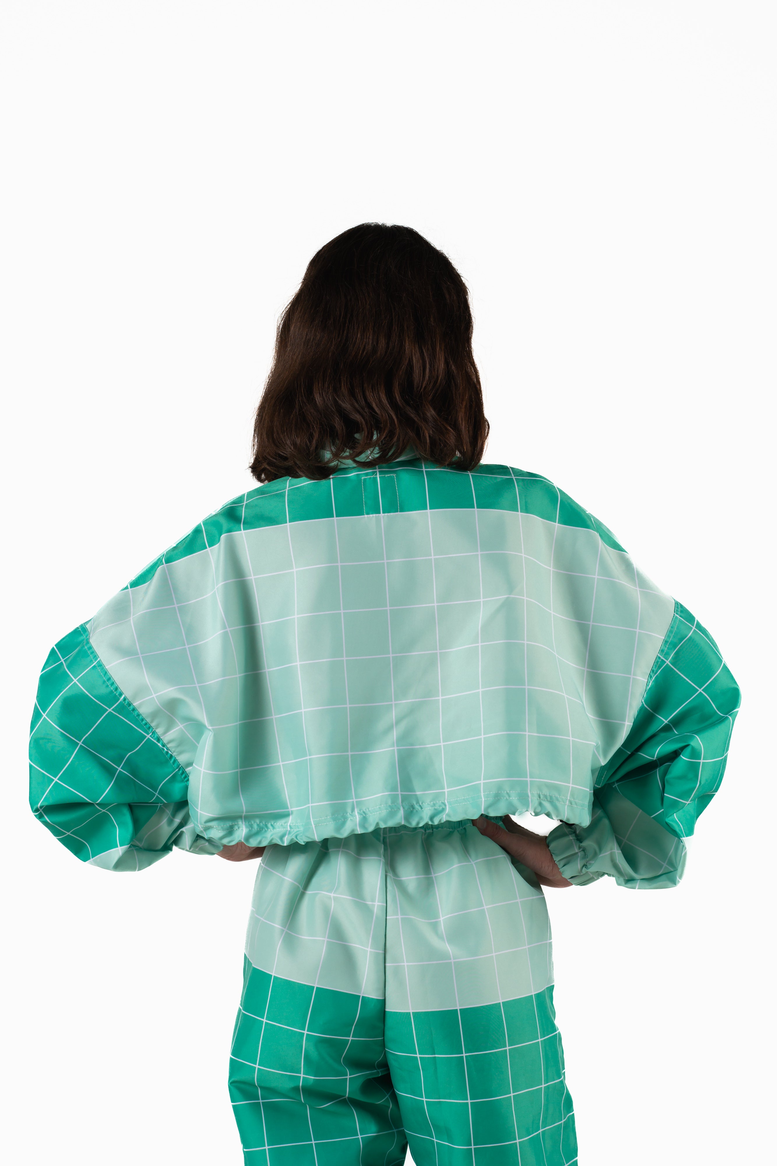 Ombre Grid Granny Smith Cropped Jacket
