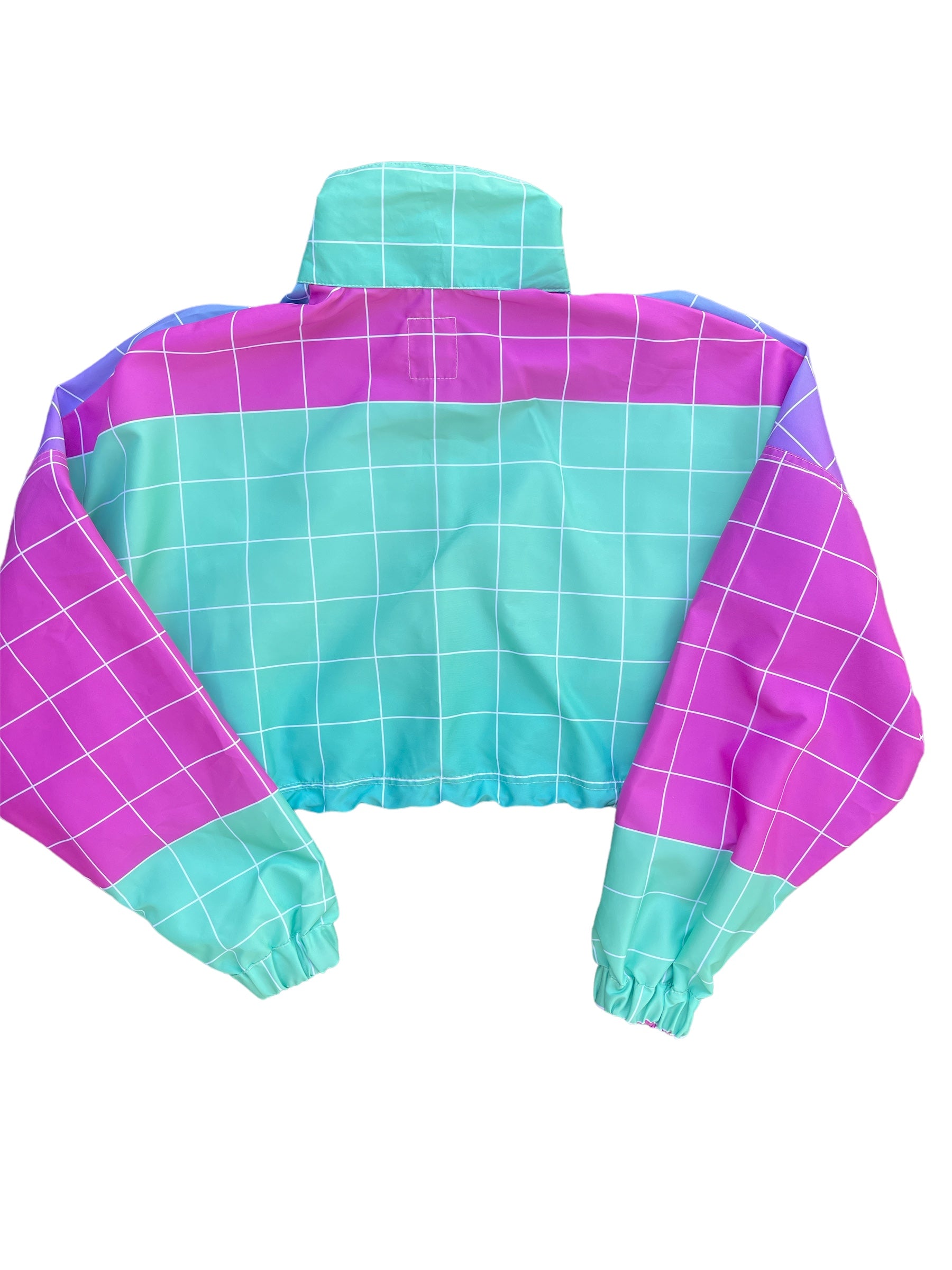Ombre Grid Watermelon Punch Cropped Jacket